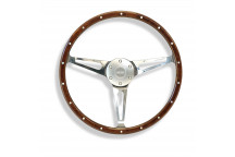 Steering Wheel Evander Wood Rim 15\" Steering Wheel & Silver 48 Spline – Def 86